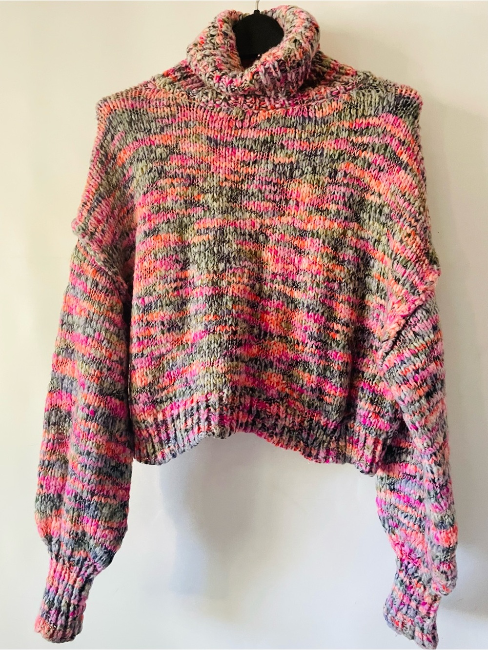 wild fable Multicolor Cropped Turtleneck Sweater in Pink and Gray